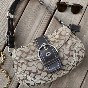 Coach Vintage Brown Signature Soho Hobo Shoulder Bag Brown Tan Buckle Y2K